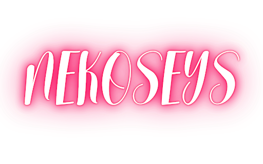 Nekoseys "Nekoseys" in white script on a pink painted background.